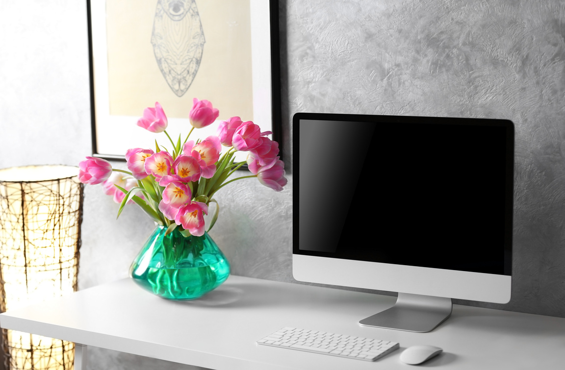 Stylish Workspace Desk with Computer